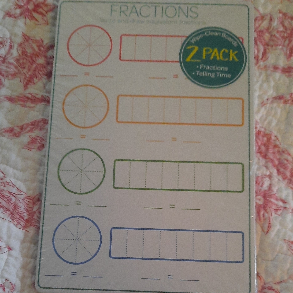 Fractions And Time Practice Dry Erase Board - Practice Math